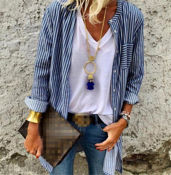 Camasa de dama moderna in dungi model lung in mai multe culori