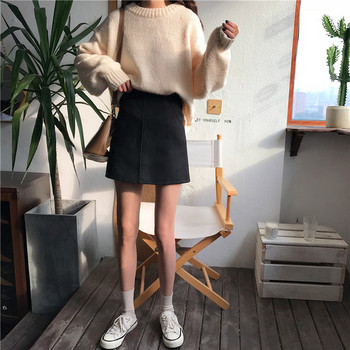 Modern női téli szoknya magas derékkal, két színben