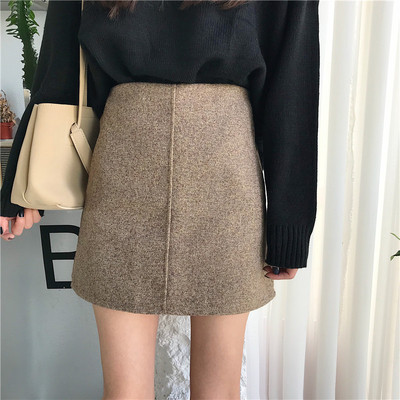 Modern női téli szoknya magas derékkal, két színben