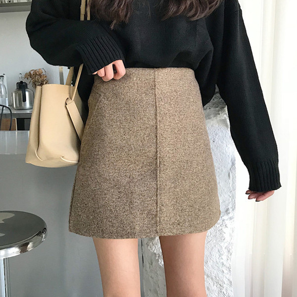 Modern női téli szoknya magas derékkal, két színben