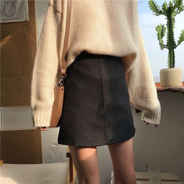 Modern női téli szoknya magas derékkal, két színben