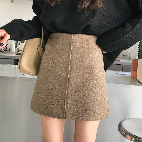 Modern női téli szoknya magas derékkal, két színben