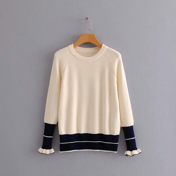 Elegáns női pulóver O-alakú gallérral, két színben