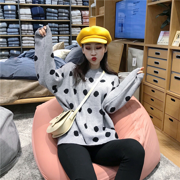 Női alkalmi pöttyös pulóver két színben