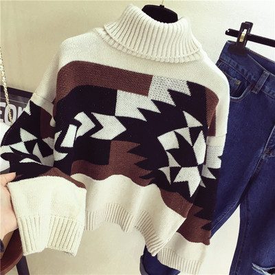 Pulover de iarnă de damă modern cu guler polo în două culori