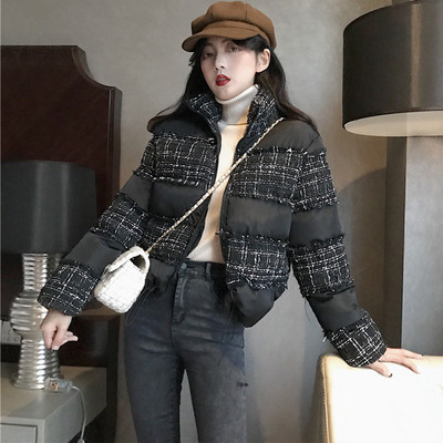 Μοντέρνο γυναικείο σακάκι με κολάρο σε σχήμα O σε μαύρο και άσπρο
