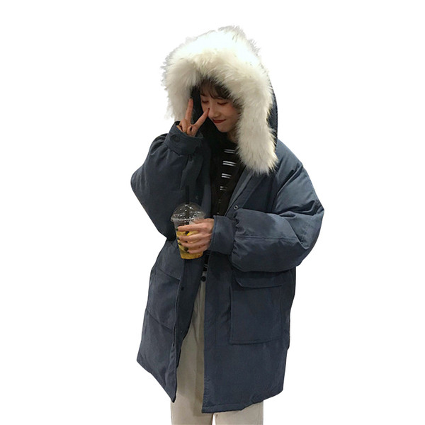 Зимно дамско яке с пух на качулката в три цвята