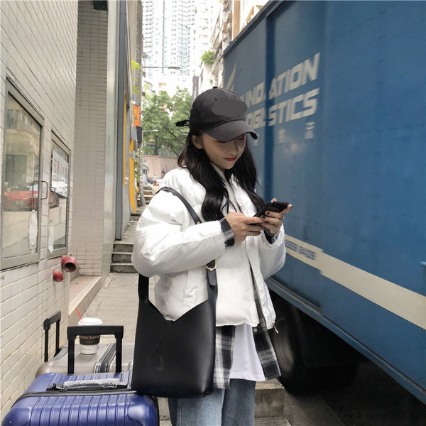 Modern női aszimmetrikus téli kabát két színben