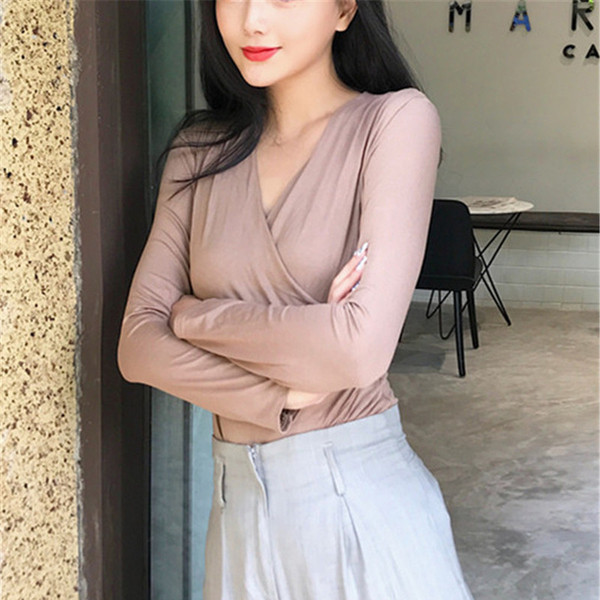 Bluză casual de damă cu decolteu în V în două culori