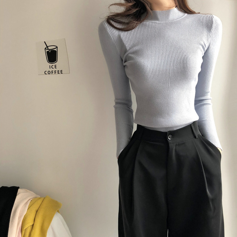 Női pulóver pólógallérral több színben