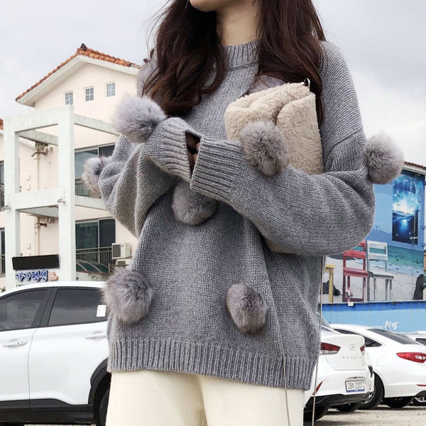 Téli alkalmi női pulóver szürke színben