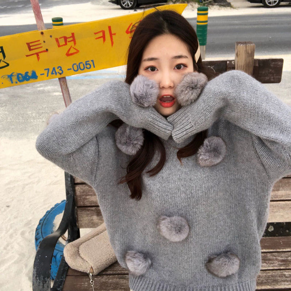 Téli alkalmi női pulóver szürke színben