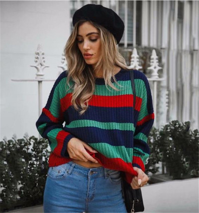 Modern női csíkos pulóver több színben