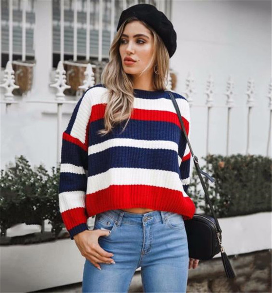 Modern női csíkos pulóver több színben