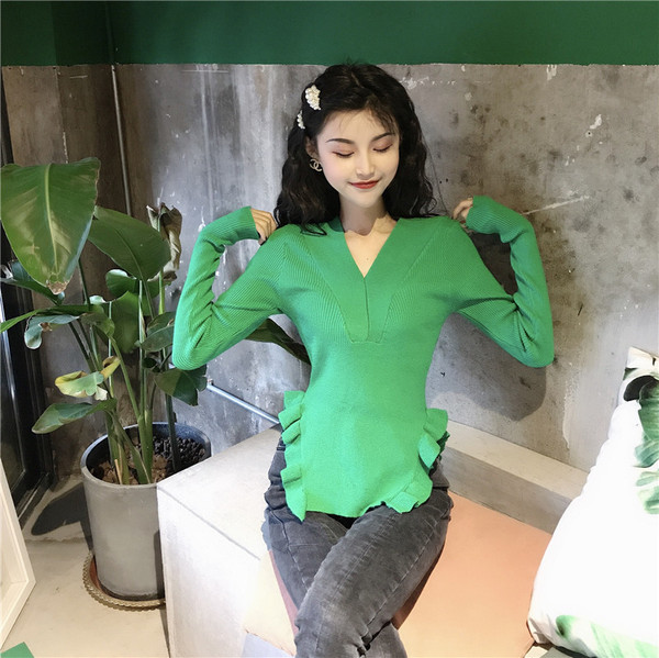 Új modell női pulóver V-nyakkal, három színben