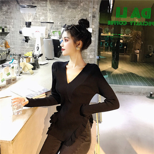 Új modell női pulóver V-nyakkal, három színben