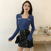 Pulover elegant de dama cu decor metalic in trei culori