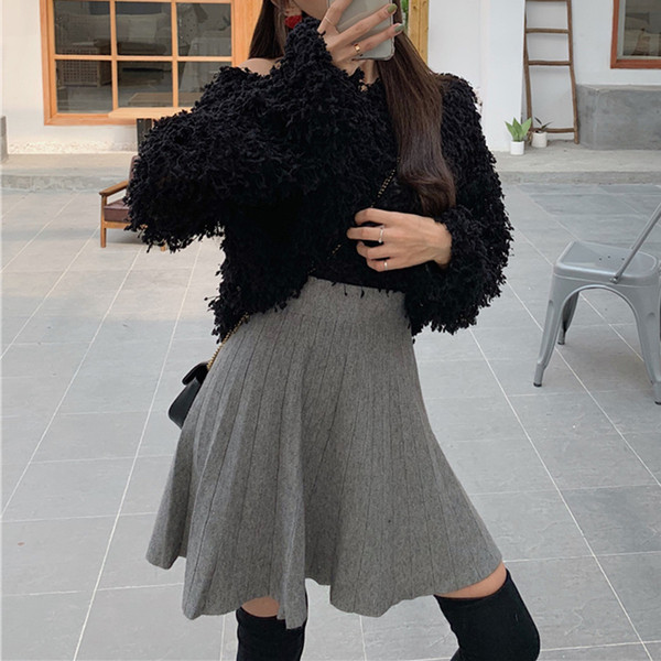 Κυρίες φούστα με υψηλή μέση σε δύο χρώματα