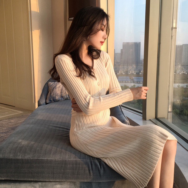 Női téli ruha övvel két színben