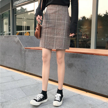 Stílusos női kockás szoknya magas derékkal