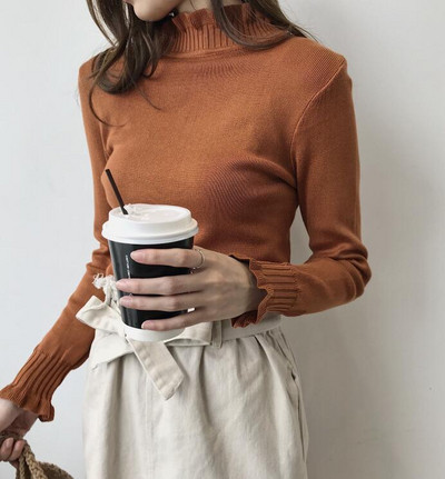 Női modern pulóver magas gallérral több színben