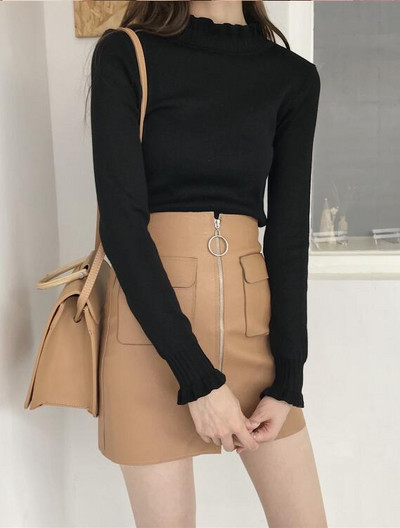 Női modern pulóver magas gallérral több színben