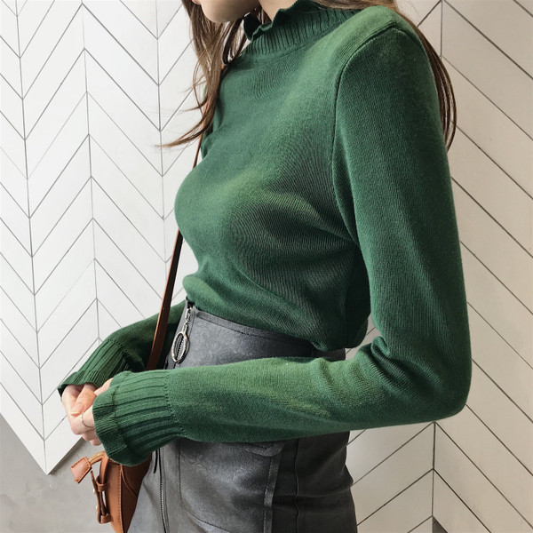 Női modern pulóver magas gallérral több színben