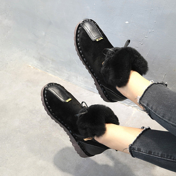 Cizme de dama cu puf de culoare neagra si maro si talpa aspra