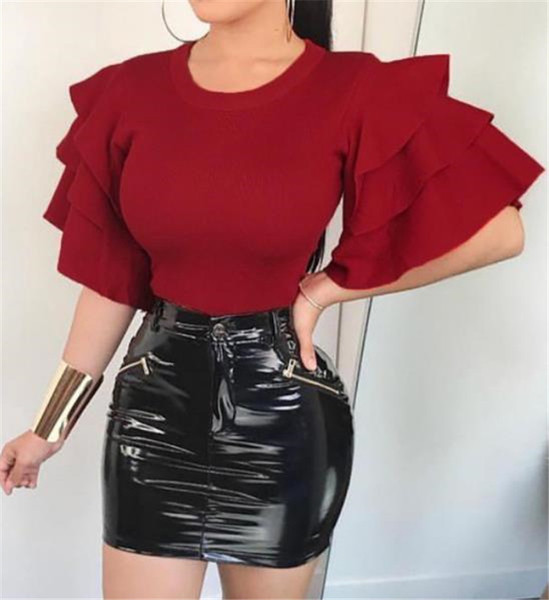 Bluză de damă HIT Current cu mâneci lotus scurte în două culori