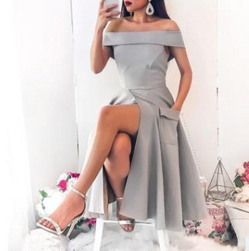 Νέο μοντέλο κυρίες φόρεμα μοτίβο κοπής με τσέπες και σχισμή σε τρία χρώματα