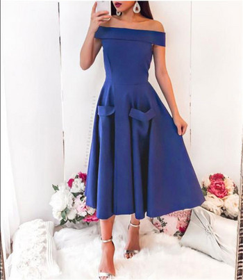 Νέο μοντέλο κυρίες φόρεμα μοτίβο κοπής με τσέπες και σχισμή σε τρία χρώματα