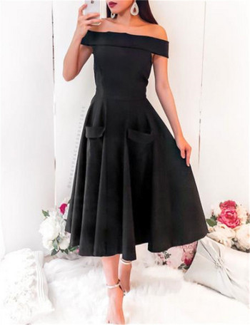 Νέο μοντέλο κυρίες φόρεμα μοτίβο κοπής με τσέπες και σχισμή σε τρία χρώματα