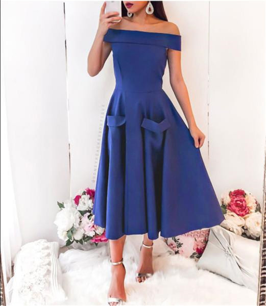 Νέο μοντέλο κυρίες φόρεμα μοτίβο κοπής με τσέπες και σχισμή σε τρία χρώματα