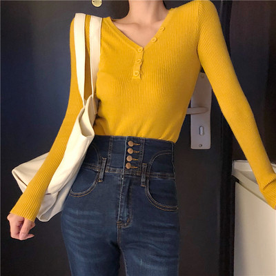 Női pulóver V-nyakkal több színben