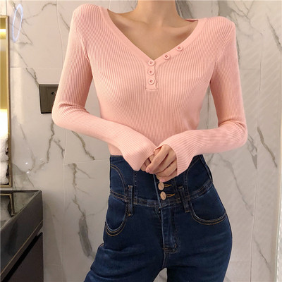 Női pulóver V-nyakkal több színben