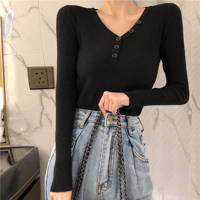 Női pulóver V-nyakkal több színben