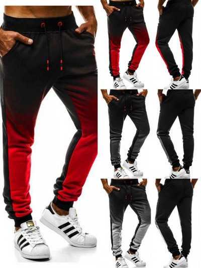 Men`s sports pants with iridescent colors and elastic waist