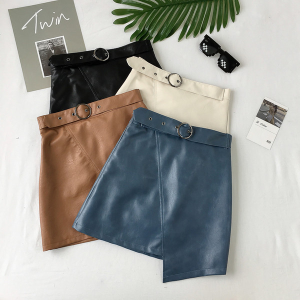 Κομψή δερμάτινη φούστα κυρίες σε διάφορα χρώματα