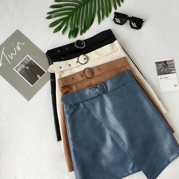 Κομψή δερμάτινη φούστα κυρίες σε διάφορα χρώματα