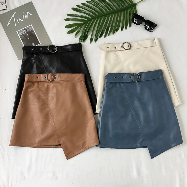 Κομψή δερμάτινη φούστα κυρίες σε διάφορα χρώματα