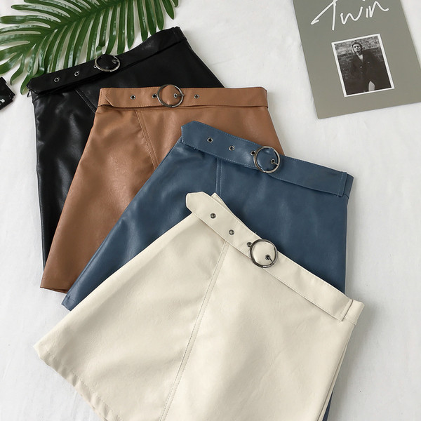 Κομψή δερμάτινη φούστα κυρίες σε διάφορα χρώματα