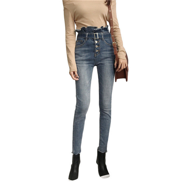 Blugi de dama actuali Model Slim cu talie inalta