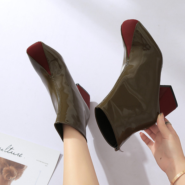 Modern női csizma vastag sarkú, két színben