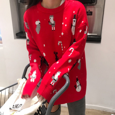 Friss pulóver karácsonyi motívumokkal fekete és piros színben, férfiaknak és nőknek egyaránt