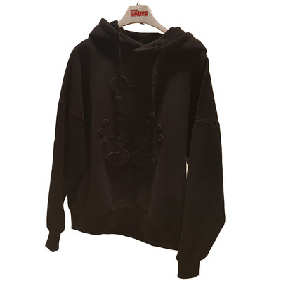 Női hosszú ujjú pulóver és kapucni fekete és szürke színben