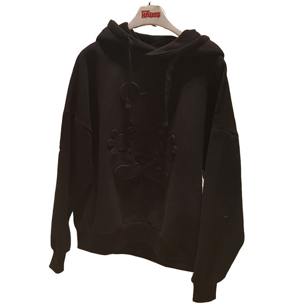 Női hosszú ujjú pulóver és kapucni fekete és szürke színben