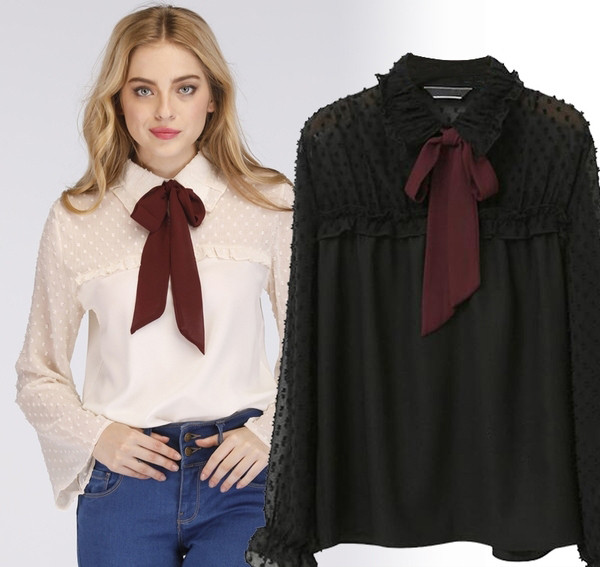 Elegáns női sifon blúz hosszú ujjal, két színben