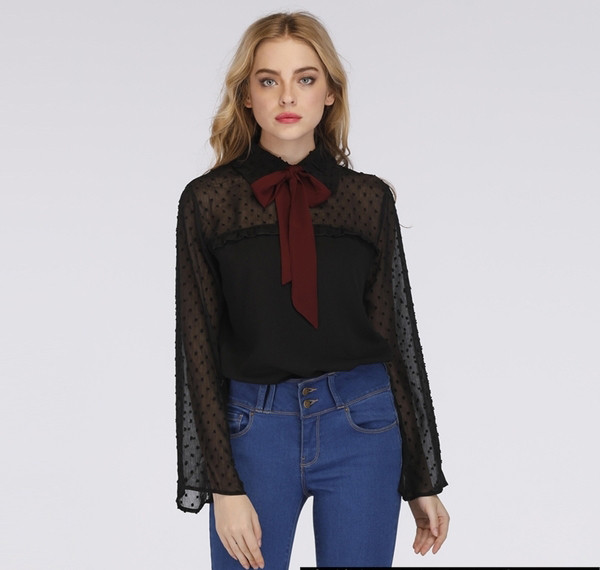 Elegáns női sifon blúz hosszú ujjal, két színben