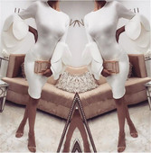 HIT Rochie actuală de damă Model slim cu mâneci lotus de culoare albă
