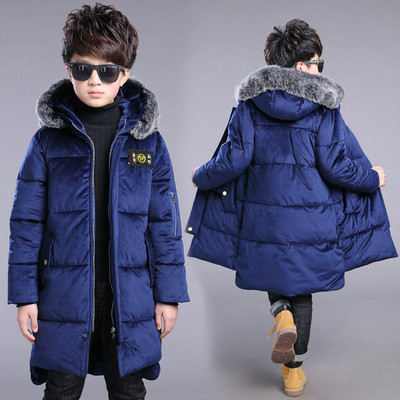 Modern hosszú téli kabát fiúknak két színben